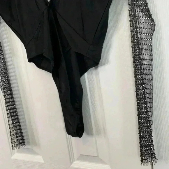 Envme Luna Black Bodysuit With Rhinestone Sleeves Size S - Picture 15 of 16